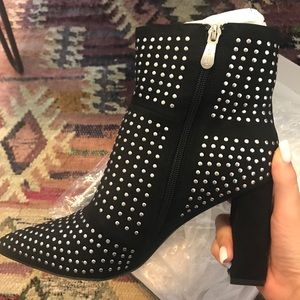 Edgy Studded Block Heel Booties *brand new in box*